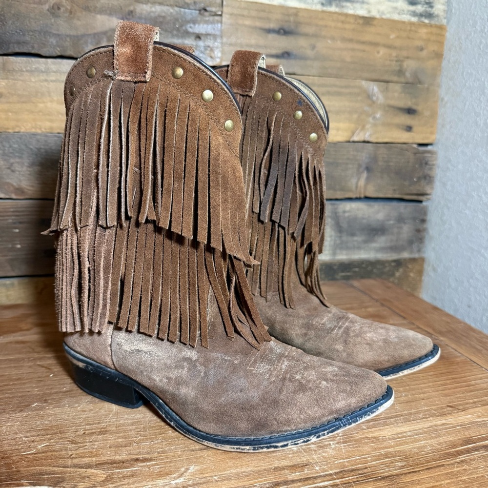 Shyanne Girls'‎ Double-Fringe Western Boot Snip Toe - 43514C Girls size 3